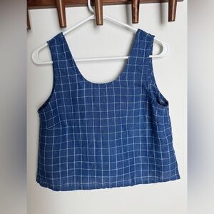 NPL cropped Porto Tank in Blue Checks, size M, Brand New/Never Worn